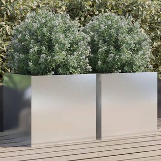Berkfield Home Planters 2 pcs Silver 49x47x46 cm Stainless Steel | Size: 49 x 47 x 46 cm