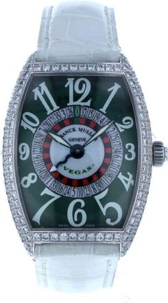 Franck Muller Tonneau Curvex Vegas 18K White Gold Mens Watch 6850-VEGASD