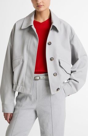 Vince Cotton Bomber Jacket in Bay Mist at Nordstrom, Size Xx-Small