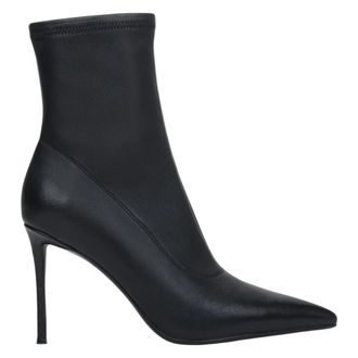 Estro & Luminara Schoenen, Dames, Zwart, 36 EU, Leer, Enkellaarsjes met Elastische Schacht op Naaldhak