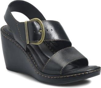 B&oslash;rn Sapphire Platform Slingback Sandal in Black Leather at Nordstrom, Size 10