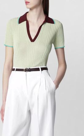 Roberto Collina knitwear v neck contrasting collar short sleeves