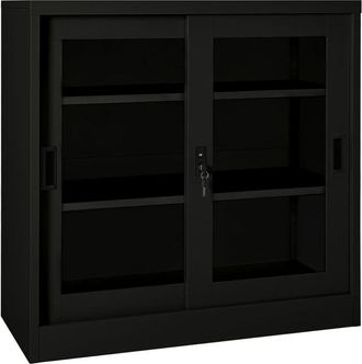 vidaXL Sliding Door Cabinet Black 90x40x90 cm Steel vidaXL