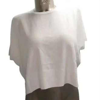 Splendid Womens Short Sleeve Boxy Fit Rib Trim Sweatshirt In White