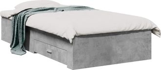 vidaXL Estructura De Cama Con Caj&oacute;n Gris Hormig&oacute;n Madera De Ingenier&iacute;a Vidaxl
