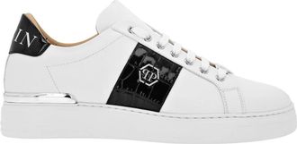 Philipp Plein Mix Leather Lo-Top Sneakers Hexagon - unisex - Sneakers - Wit - 44 EU - Leer - Schoenen