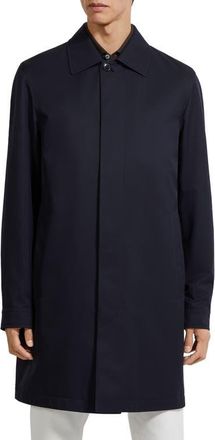 Ermenegildo Zegna Water Repellent Microfiber Twill Raincoat in Navy Blue at Nordstrom, Size 38 Us