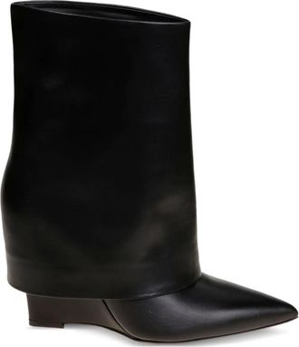 Sergio Levantesi fold-over pointed-toe boots - women - Fabric/Leather/Rubber - 38.5 - Black