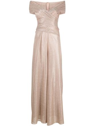 Talbot Runhof metallic-voile wide-leg jumpsuit - Pink