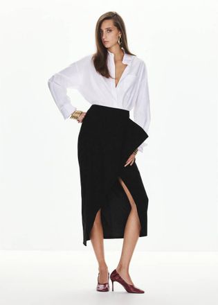 Mango Gonna spacco volant nero - Donna - 38 - MANGO
