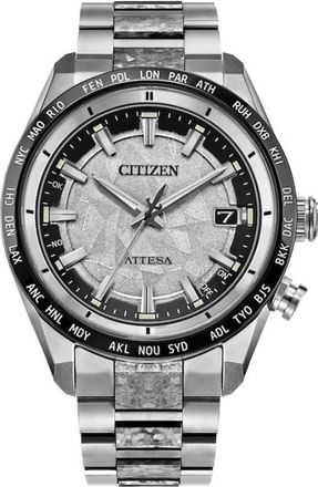 Citizen Attesa Perpetual World Time Silver Dial Mens Watch CB0284-66A