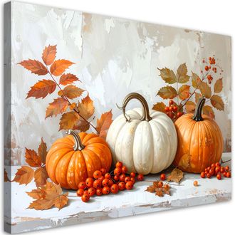 Feeby Impresi&oacute;n De Imagen, Calabazas Naturaleza Muerta Sobre Fondo Pintado De Blanco, 120x80
