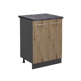 Vicco Mueble Bajo De Cocina R-line, Roble Artesanal, 60 Cm, Et Antracita