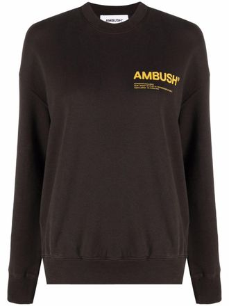 AMBUSH logo-print sweatshirt - women - Cotton - S - Brown