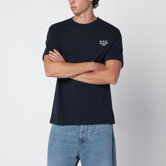 A.P.C. T-shirt Rue Madame blu navy in cotone