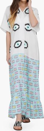 America & Beyond Sequin Eye Kimono Cover-Up In White