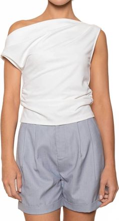 FORE COLLECTION Soft Drape One Shoulder Top In White