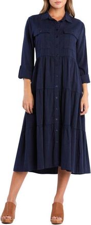 BILLY T Dream Catching Long Sleeve Midi Shirtdress in Deep Blue at Nordstrom, Size X-Small