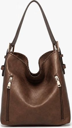 Jen & Co. Womens 2-In-1 Convertible Hobo Bag In Cocoa Pearl