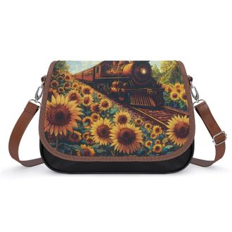 Generic Train Sunflower Crossbody Bags for Women Shoulder Messenger Bag Purse Handbags