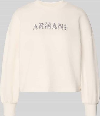 A|X Armani Exchange Sweatshirt mit Logo-Print und Rundhalsausschnitt in Offwhite, Gr&ouml;&szlig;e XL