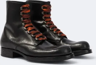 Prada Leather lace-up boots