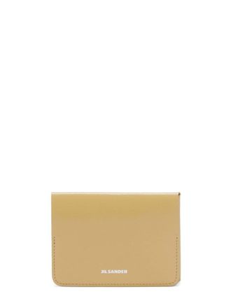 Jil Sander logo-stamp leather card holder - Yellow