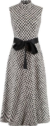Carolina Herrera Black & White A-line Houndstooth Midi Dress Size XS
