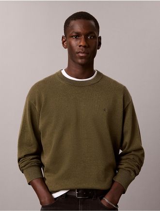 Calvin Klein Jeans Calvin Klein Mens Smooth Cotton Easy Sweater - Green - 2XL