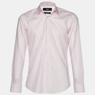 HUGO BOSS Boss Hugo Boss Pink Cotton Easy Iron Regular Fit Shirt