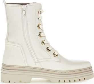 Gabor Beige Veterschoenen Enkellaarsjes - Dames - Veterlaarzen - Beige - 38 EU - Leer - Schoenen