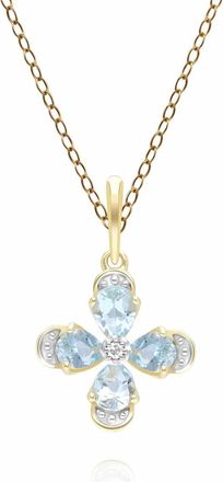 Gemondo Floral Topaz & Diamond Pendant Necklace in 9ct Yellow Gold