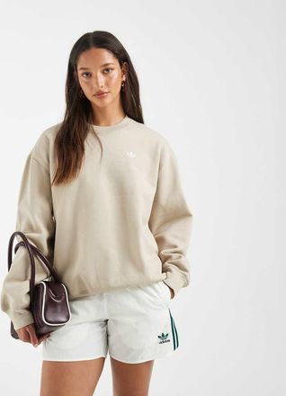 adidas Originals Essentials - Felpa girocollo lunga in pile kaki-Neutro