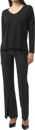 Joseph Ribkoff Iron-On V-Neck Pullover Sweater In Black
