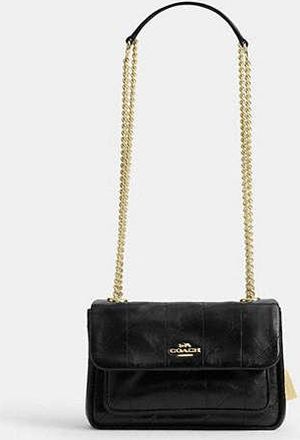 Coach Womens Elodie Crossbody Bag 18 With Quilting in Black | Leather