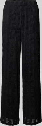 Vila Wide Leg Stoffhose mit Strukturmuster Modell LUMENA in Black, Größe XL