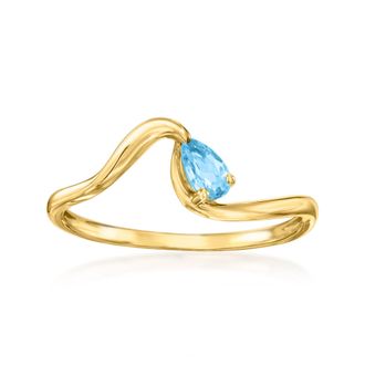 RS Pure by Ross-Simons Swiss Blue Topaz Ring in 14kt Yellow Gold
