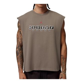 Nike Jordan Air Jordan Brooklyn Sleeveless Muscle T-Shirt Olive Grey Gym Red IF3131-040