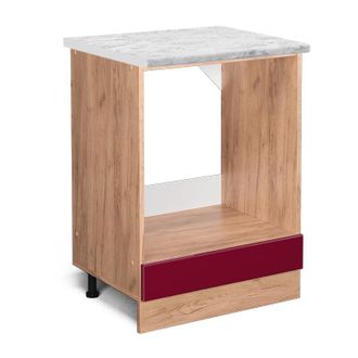 Vicco Armario Para Horno Empotrado R-line, Rojo Burdeos Alto Brillo, 60 Cm Et M&aacute;rmol Vicco