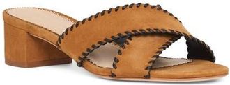 Cinq &agrave; Sept Amanda Crisscross Suede Slide Sandal in Golden Sienna/black at Nordstrom, Size 38