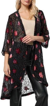 Saachi Rose Velvet Burnout Ruana in Black at Nordstrom Rack