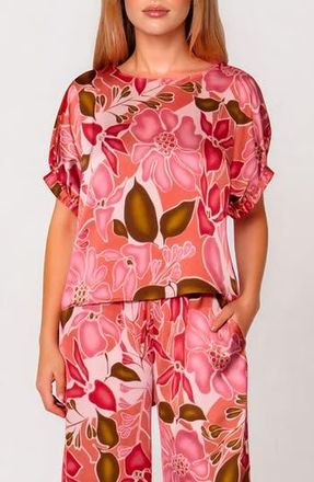 Melloday Print Satin Top in Red Multi at Nordstrom Rack, Size X-Small
