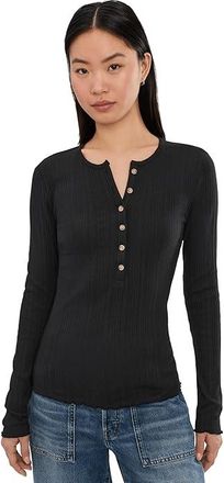 Faherty Paradise Pointelle Henley Womens Clothing Black : XL, Cotton/Elastane/Polyester