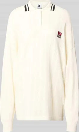Karo Kauer Oversized Longsleeve in Strick-Optik mit Polokragen in Offwhite, Gr&ouml;&szlig;e XL