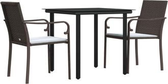 vidaXL Juego Comedor Jard&iacute;n 3 Piezas Y Cojines Rat&aacute;n Sint&eacute;tico Y Acero Vidaxl
