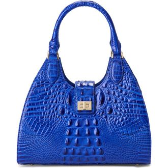 Brahmin Adrian Croc Embossed Leather Shoulder Bag in Ultramarine at Nordstrom
