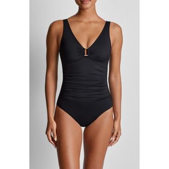 Lauren Ralph Lauren Ring Underwire One-Piece Swimsuit in Black at Nordstrom, Size 8