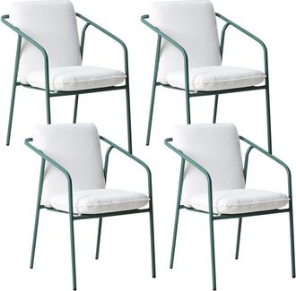 Beliani Conjunto de 4 sillas de jard&iacute;n con cojines Metal Verde