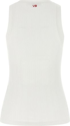 Victoria Beckham Womens White Cotton Sleeveles T-Shirt