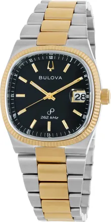 Bulova Super Seville Quartz Black Dial Mens Watch 98B458